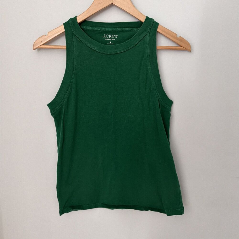J Crew Organic Cotton Slub Tank Racer Back Size Small Kelly Green